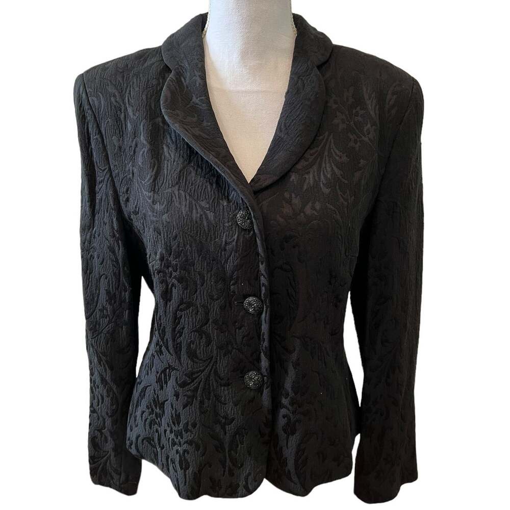Vintage Ann Taylor black jacquard dressy blazer 12P